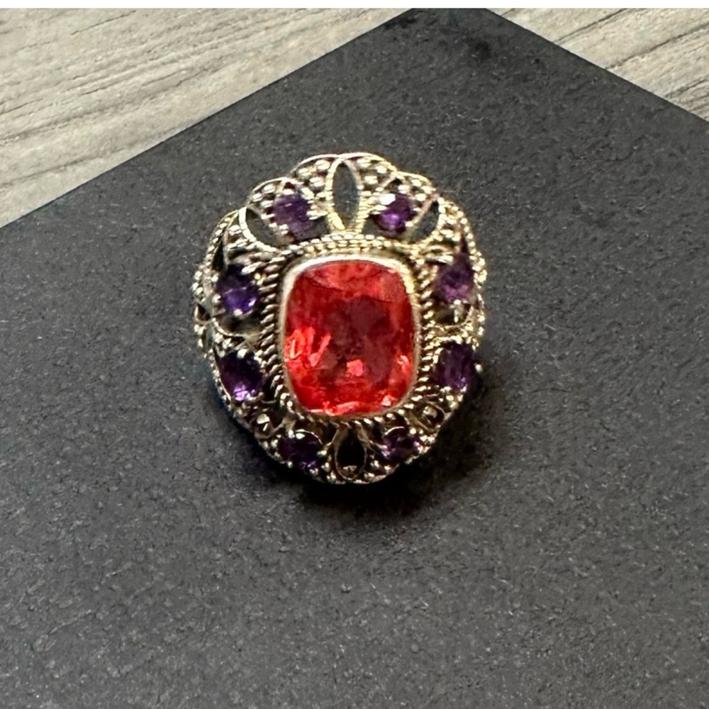 Nicky Butler Watermelon Quartz Pink Topaz 925 sterling silver ring size 10